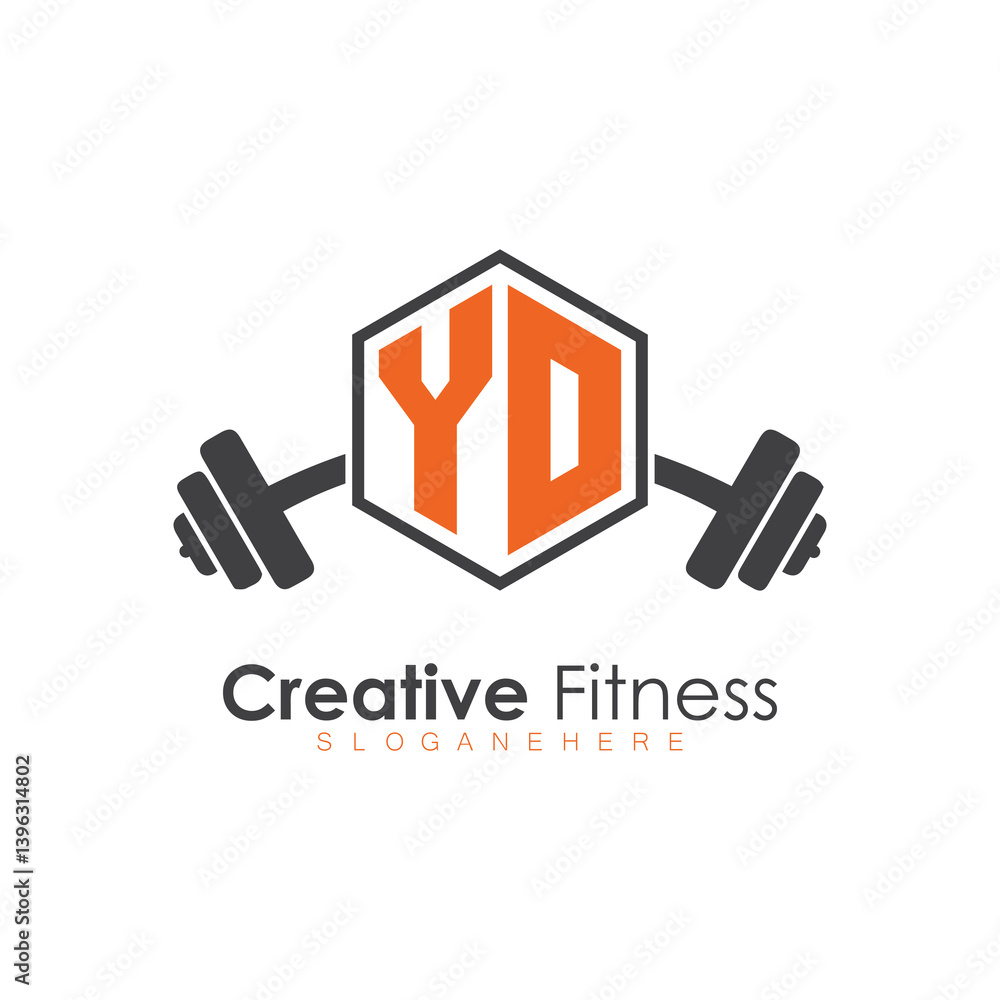 Obraz premium initial monogram for Fitness logo with Polygon style design