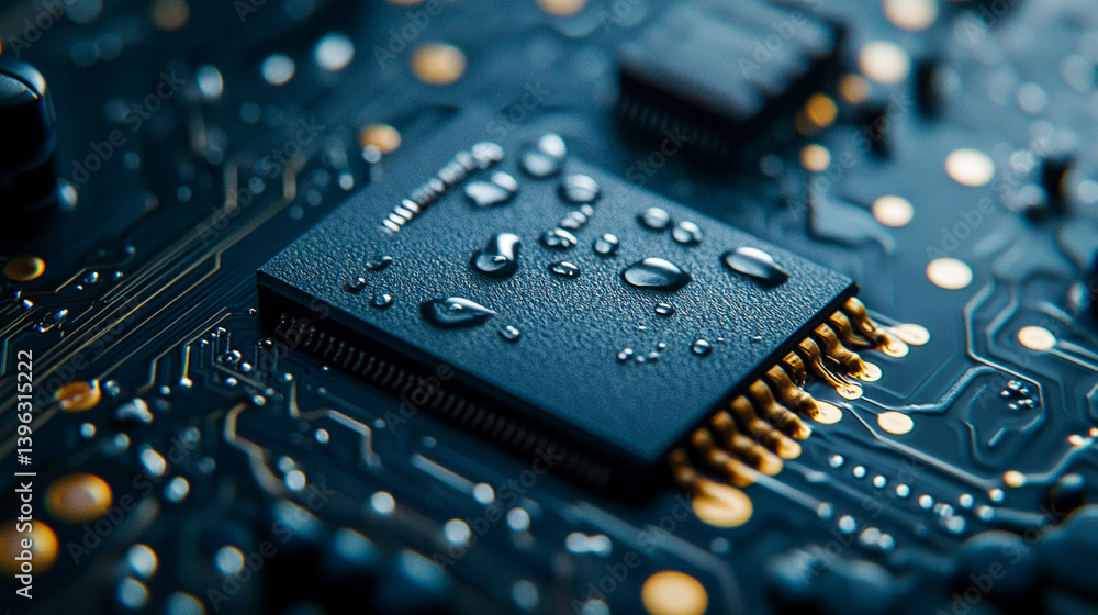 Close-up of a glowing liquid gold CPU chip on a fluid-like motherboard, symbolizing speed, intelligence, and futuristic technology. A 3D tech concept of data power and digital transformation.
Close-up of a glowing liquid gold CPU chip on a fluid-like motherboard, symbolizing speed, intelligence, and futuristic technology. A 3D tech concept of data power and digital transformation.
