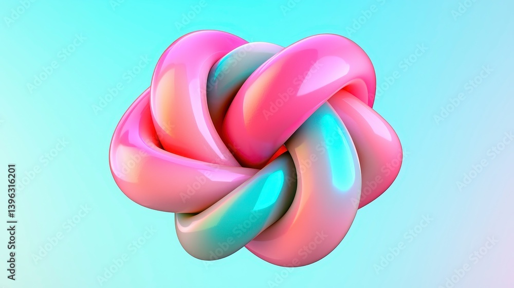 Abstract Pink and Teal Interwoven Knot 3D Render Abstract Pink and Teal Interwoven Knot 3D Render