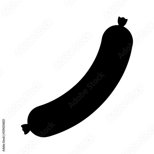 Silhouette of a single sausage with twisted ends illustration graphic design