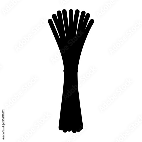 Black Silhouette of a Bunch of Lemongrass Stalks Tied Together