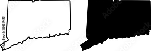 Connecticut state border map outline and silhouette vector graphic isolated image