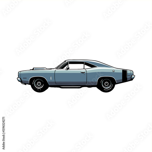 illustration muscle car logo vector siluet design stencil	
