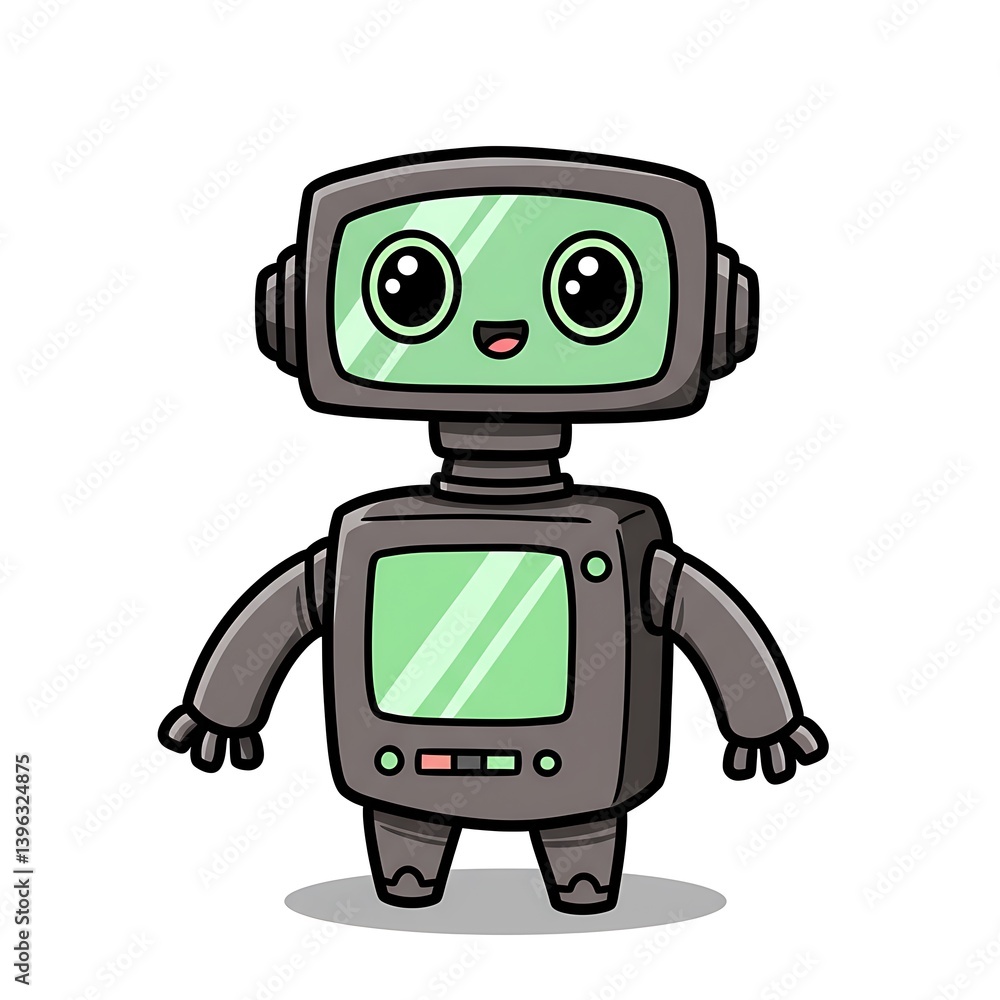 custom made wallpaper toronto digitalCute Cartoon Robot with Screen Chest and Big Eyes