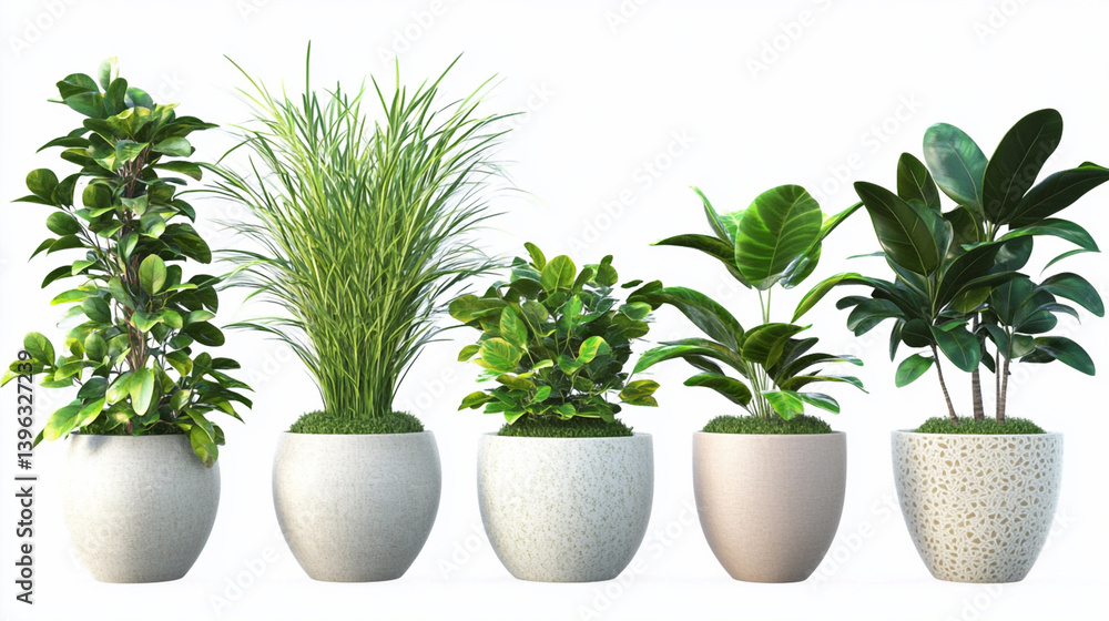 Fototapeta premium Beautiful Plants of Beautiful Ceramic Pots with isolated Background. Ai generated.