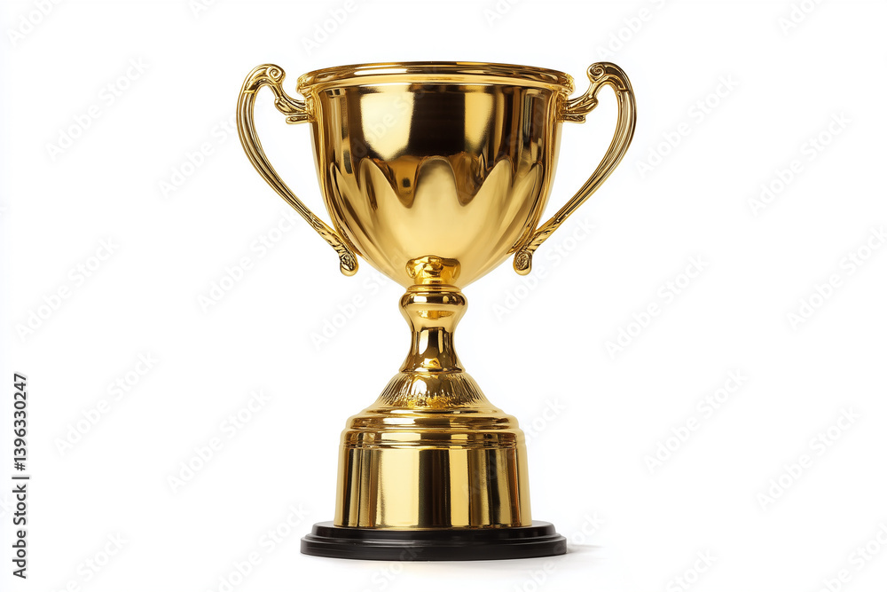 Golden trophy symbolizing achievement displayed prominently on a white background Golden trophy symbolizing achievement displayed prominently on a white background