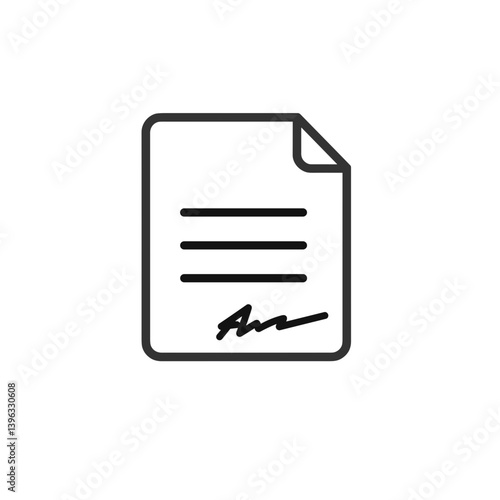 Signed document illustration on a white background  