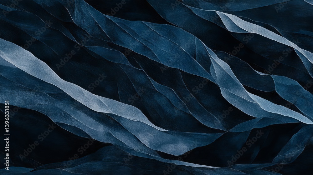 Textured, wavy, dark blue abstract background with overlapping shapes Textured, wavy, dark blue abstract background with overlapping shapes