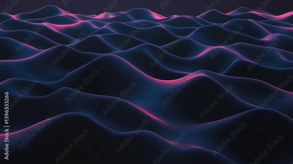 Undulating surface with pink and blue light Undulating surface with pink and blue light