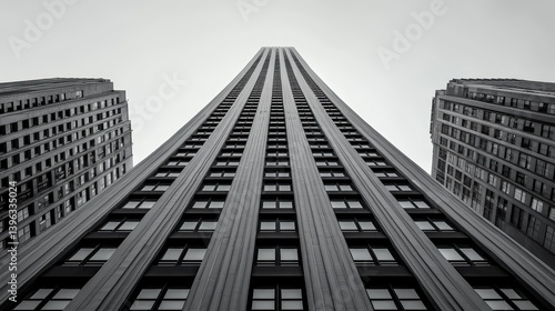 Grayscale Skyscraper, Low Angle View