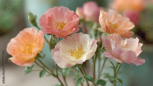 Pastel Pink Roses  Summer Garden Bloom  Soft Floral Photography