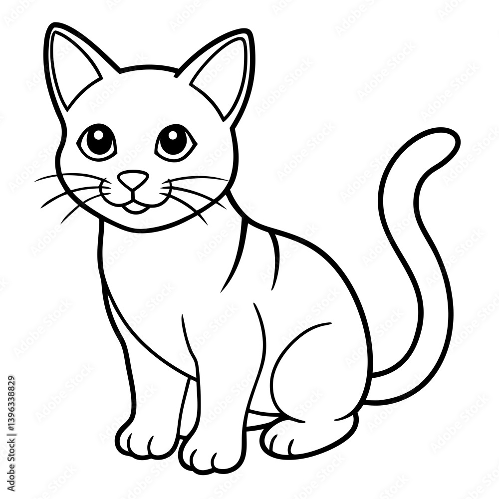 Minimal Baby Cat Vector Illustration on White Background Minimal Baby Cat Vector Illustration on White Background