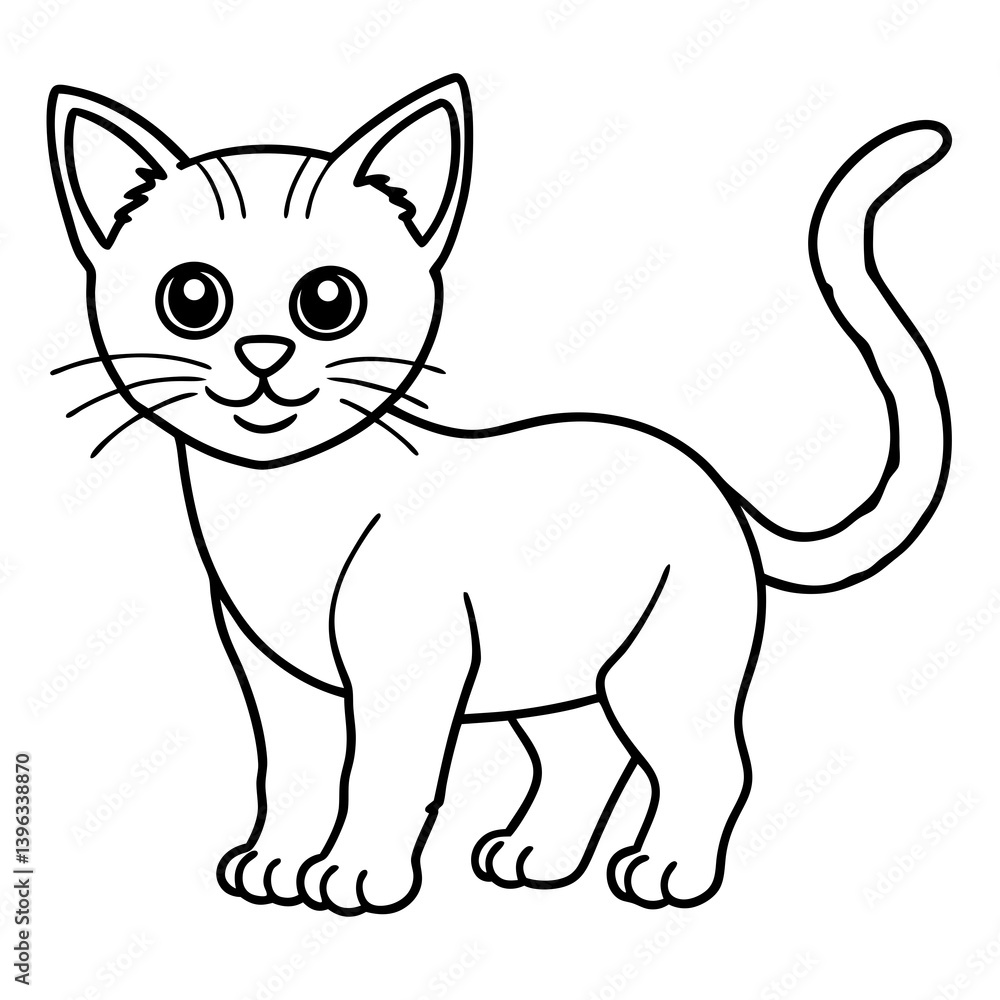 Minimal Baby Cat Vector Illustration on White Background Minimal Baby Cat Vector Illustration on White Background