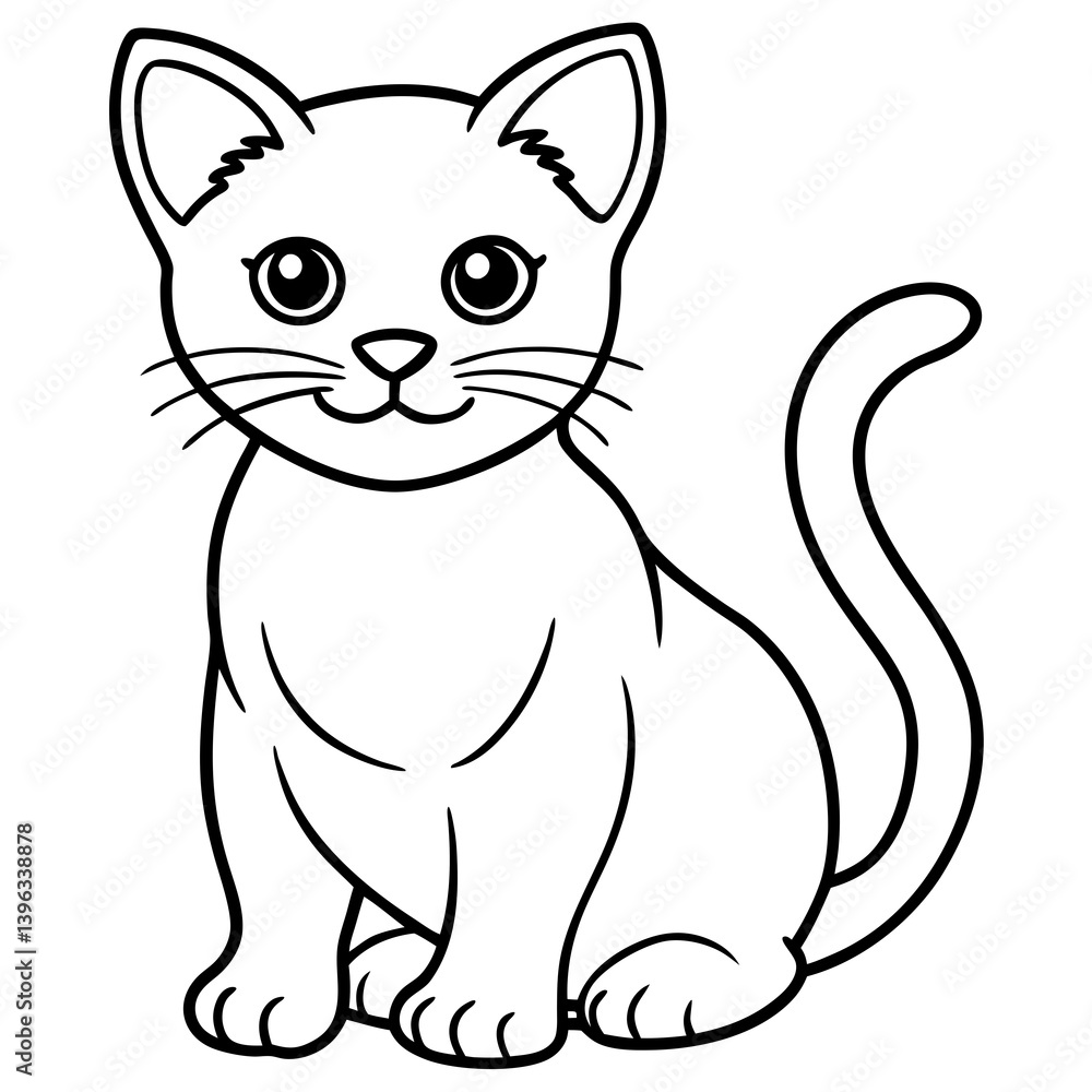 Minimal Baby Cat Vector Illustration on White Background Minimal Baby Cat Vector Illustration on White Background