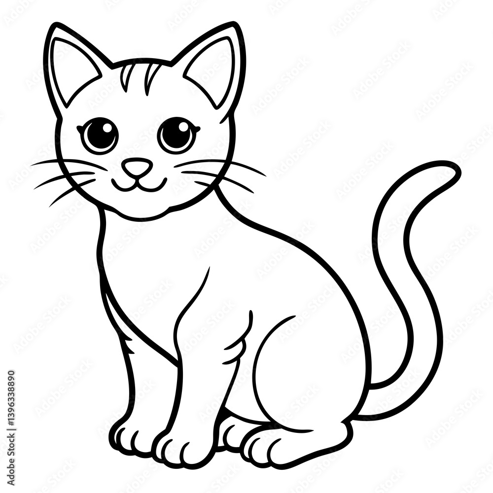 Minimal Baby Cat Vector Illustration on White Background Minimal Baby Cat Vector Illustration on White Background