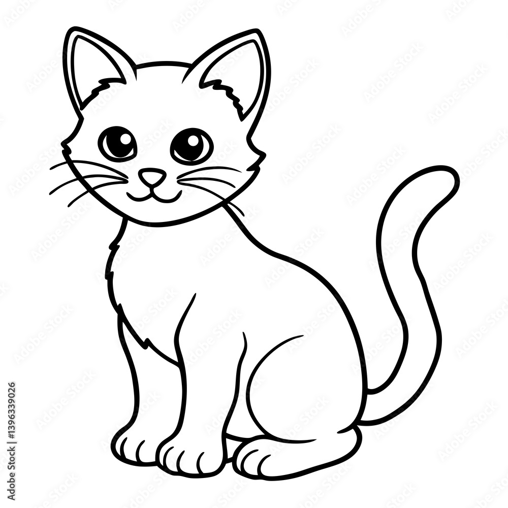 Minimal Baby Cat Vector Illustration on White Background Minimal Baby Cat Vector Illustration on White Background