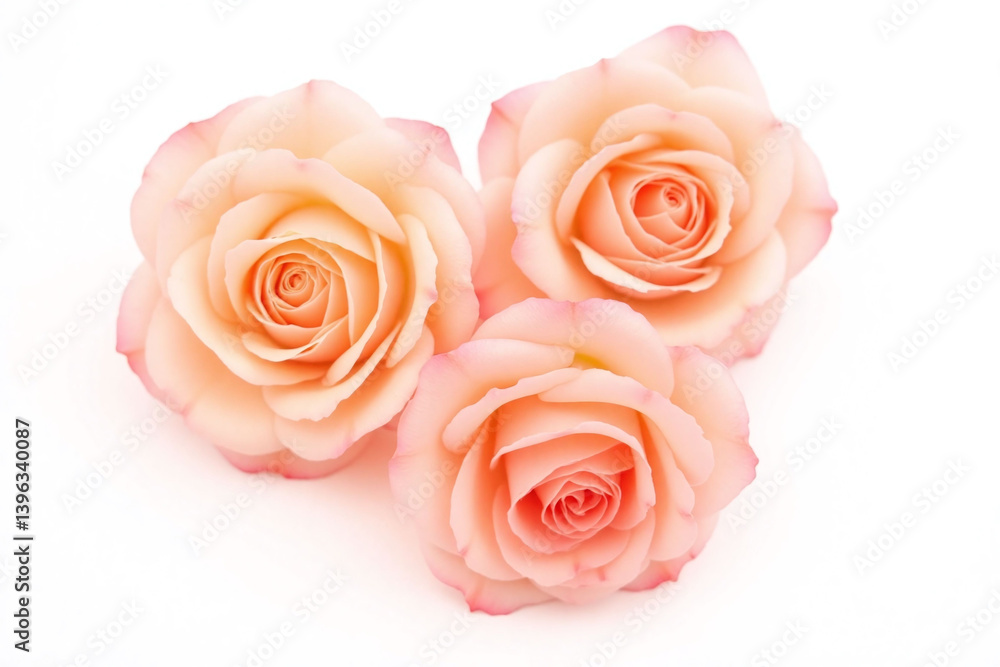 three pink roses on a white background three pink roses on a white background