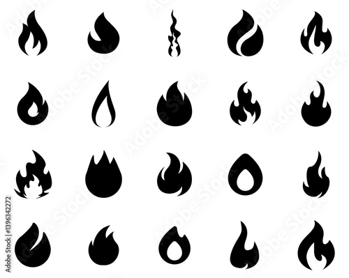 set of fire icons collection vector illustration