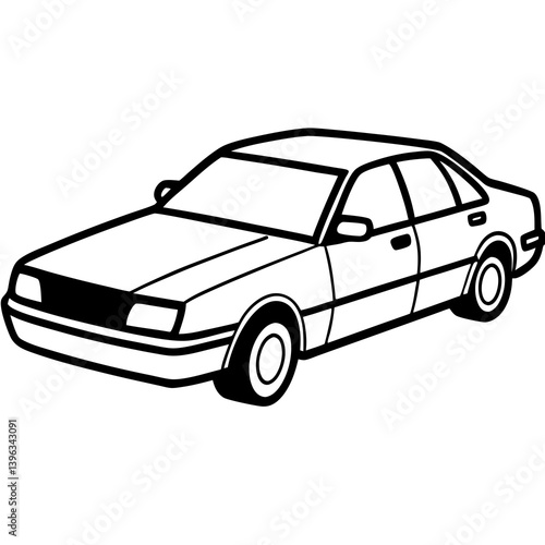 Minimal Sedan Car Vector Illustration on White Background