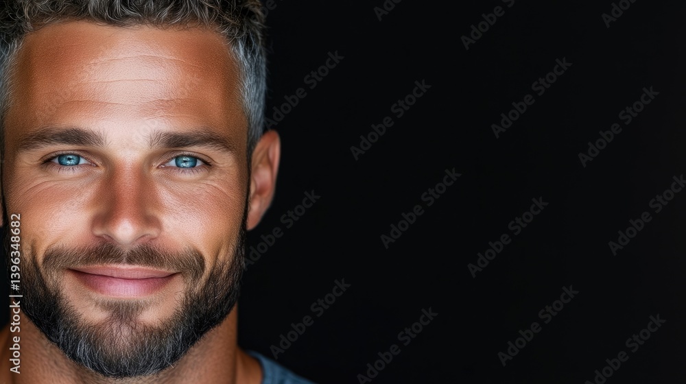 Fototapeta premium Close-up portrait of a man with a warm smile and healthy appearance