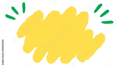 手描きクレヨンタッチの落書きフレーム/イエロー