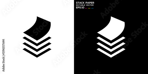 Stack paper logo. Layer, page, book. Vector icon symbol design template EPS 10.