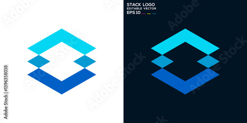 Stack logo. Storage, layer, paper, data, shipping, packing. Vector icon symbol design template EPS 10.