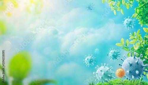 World Environmental Health Day depicted with a background clean, fresh air and a clear blue sky, stressing the importance maintaining a healthy environment