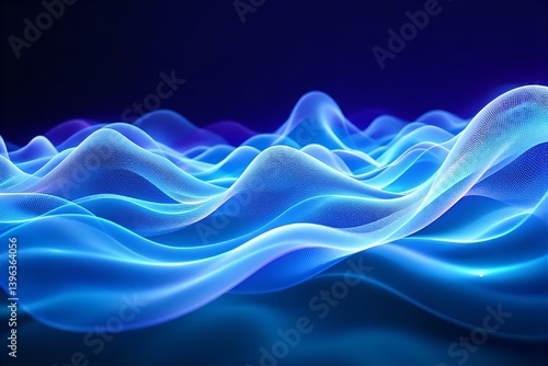 Wallpaper Mural Abstract Blue Wave Background: Modern Art, Flowing Shapes, Dynamic Motion, Futuristic Design, Digital Illustration, Smooth Curves, Wallpaper Torontodigital.ca