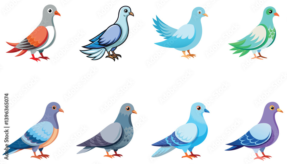 Set of doves isolated on white background Set of doves isolated on white background
