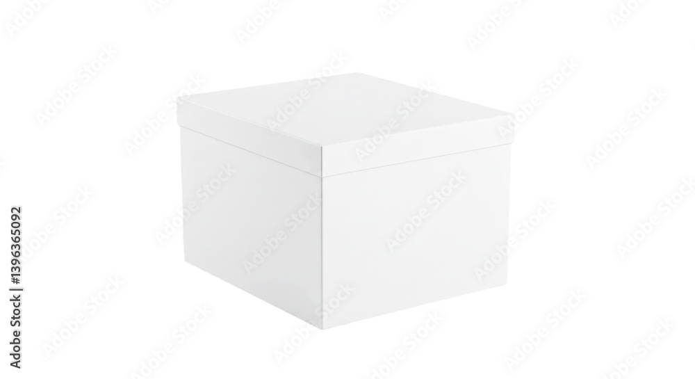 A simple white box with a lid is presented against a stark black background in a studio setting A simple white box with a lid is presented against a stark black background in a studio setting