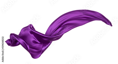 A flowing purple fabric gracefully suspended against a stark black background creating a dynamic visual