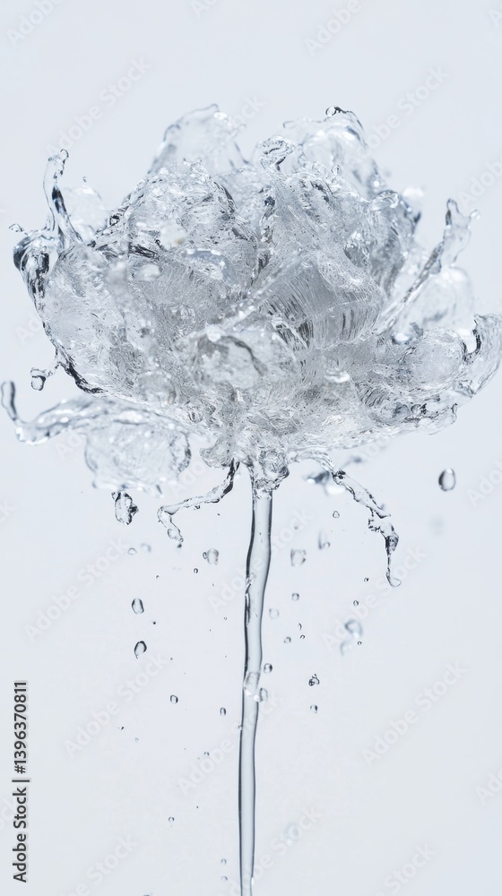 Water splashes form an intricate, abstract flower shape. Water splashes form an intricate, abstract flower shape.