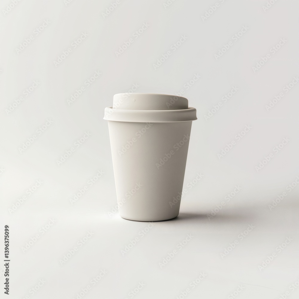 Ceramic reusable coffee cup with silicone lid on white background Ceramic reusable coffee cup with silicone lid on white background