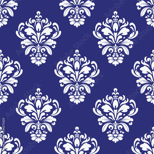 Elegant Seamless Damask Pattern – Vintage Ornamental Floral Background for Luxury Design and Home Decor