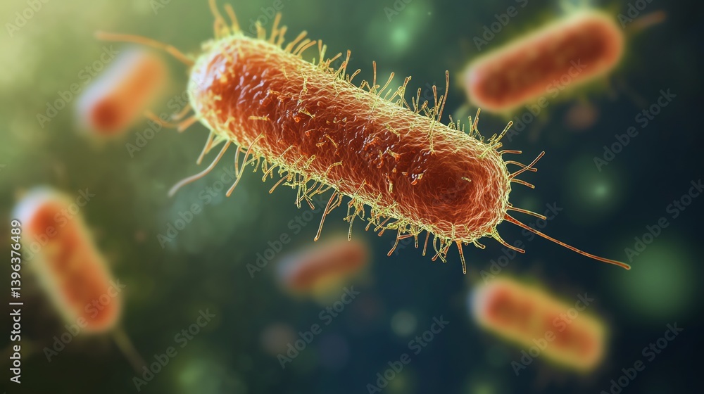 Examining Bacteria Microscopic View of Microorganism Salmonella for Medical Research Examining Bacteria Microscopic View of Microorganism Salmonella for Medical Research