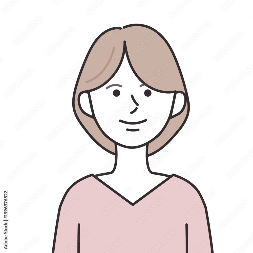 Vネックを着たボブヘアの女性 Vネックを着たボブヘアの女性