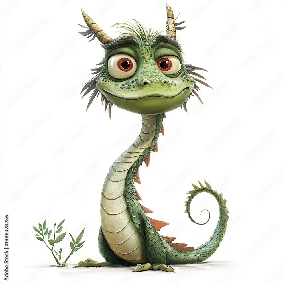 Fototapeta premium green dragon cartoon
