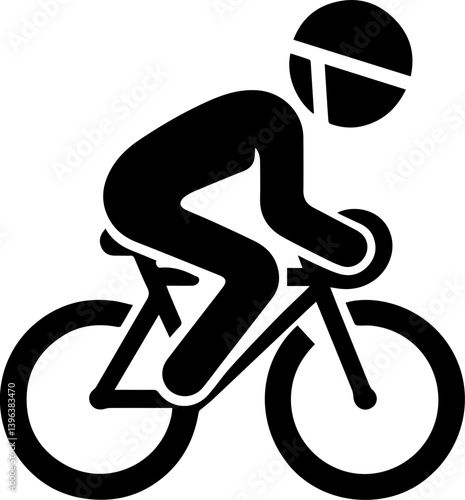 
Bicycle - Cyclist Icon in Silhouette Style