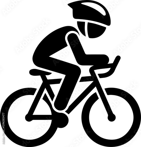 
Bicycle - Cyclist Icon in Silhouette Style