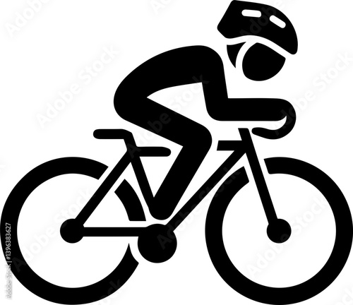 
Bicycle - Cyclist Icon in Silhouette Style