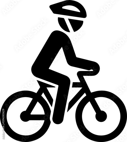 
Bicycle - Cyclist Icon in Silhouette Style