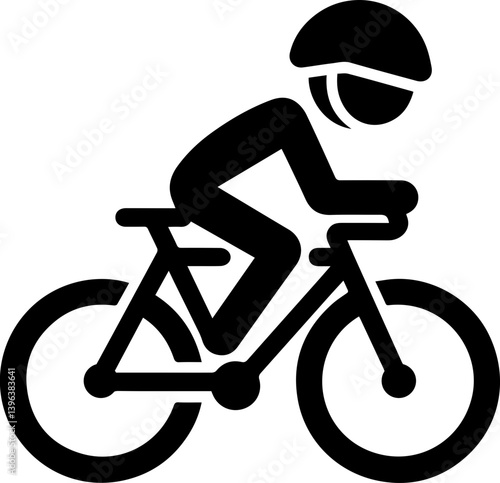 
Bicycle - Cyclist Icon in Silhouette Style