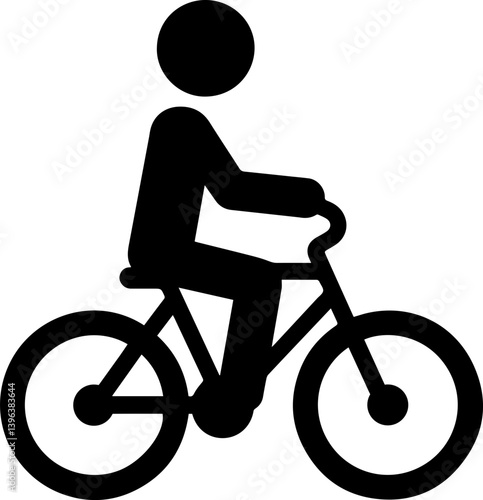 
Bicycle - Cyclist Icon in Silhouette Style