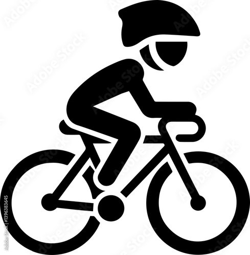 
Bicycle - Cyclist Icon in Silhouette Style
