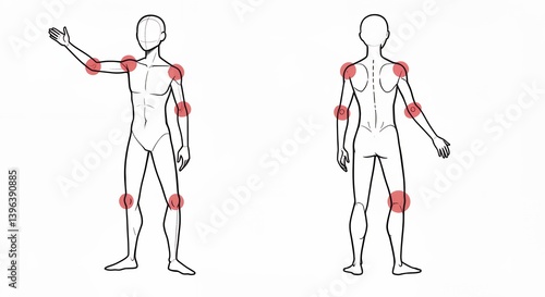 Human Figure Pointing with Joints Highlighted Anatomically
