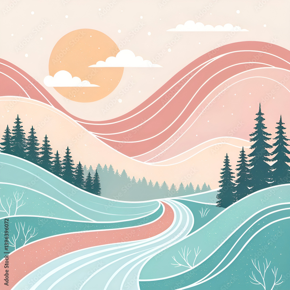 Fototapeta premium winter landscape vector illustration