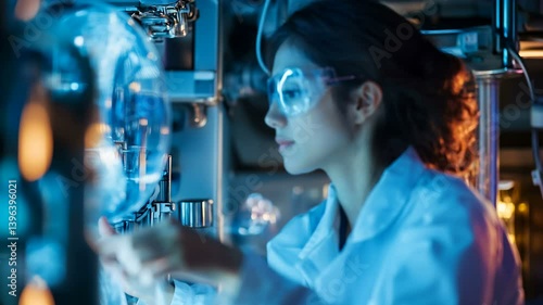 A Dedicated and Focused Scientist Conducting a Thorough Analysis of Data in a State-of-the-art Laboratory Environment