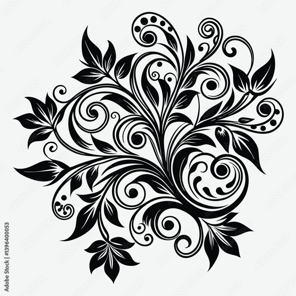 Obraz premium black and white floral background