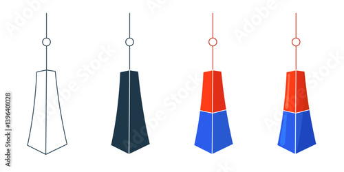 Cheongsachorong Korean lanterns set. Traditional red and blue lamps in flat linear style. Vector icons for festival and wedding, New Year or folk celebration. Cultural decoration and symbol of Korea.